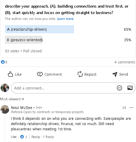 Commenting on a LinkedIn poll