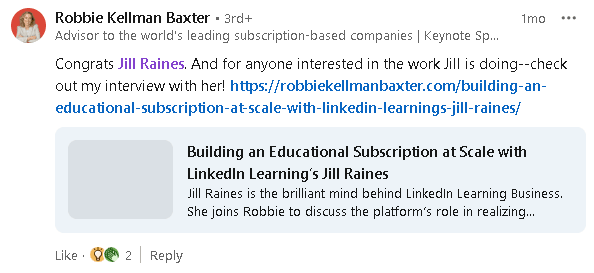 Commenting on a celebratory LinkedIn post